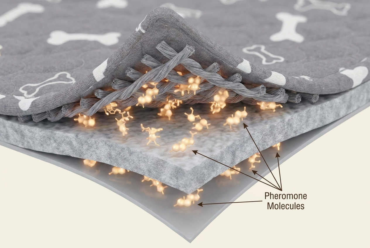 Illustration of scent molecules in the Milo Pad core layer
